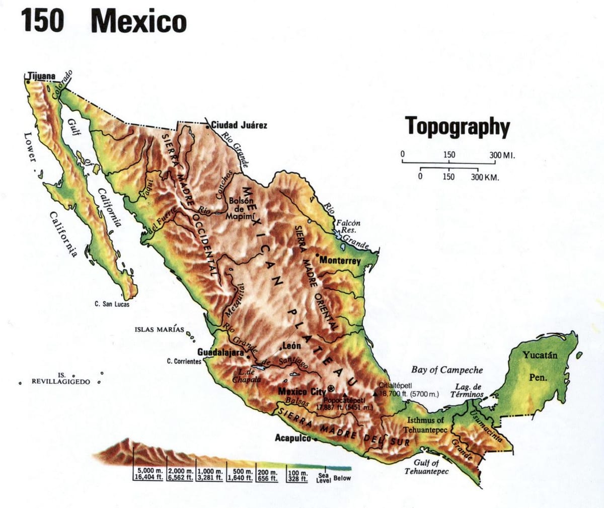ਮੈਕਸੀਕੋ topographic ਨਕਸ਼ਾ