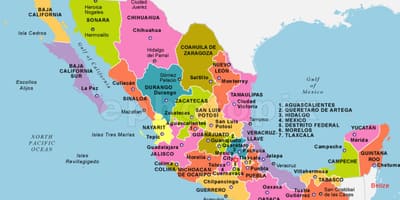 ਮੈਕਸੀਕੋ ਦਾ ਨਕਸ਼ਾ ਦੇ ਨਾਲ ਰਾਜ ਅਤੇ capitals